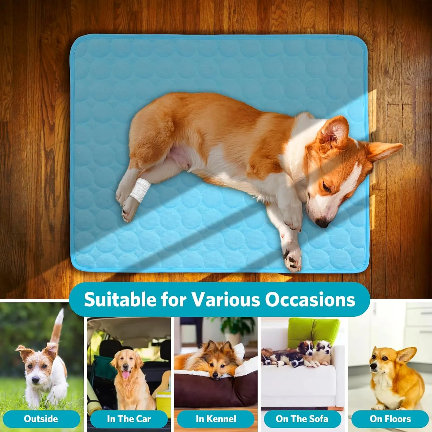 SHEJIZE Dog Cooling Mat Dog Cooling Pad Self Cooling Blanket, Washable Cooling Mat for Dogs, Pet Cooling Mat Keeps Pets Cool in Summer Heat, Resuable Fabric Cooling Mat 28x22inch/70x55cm