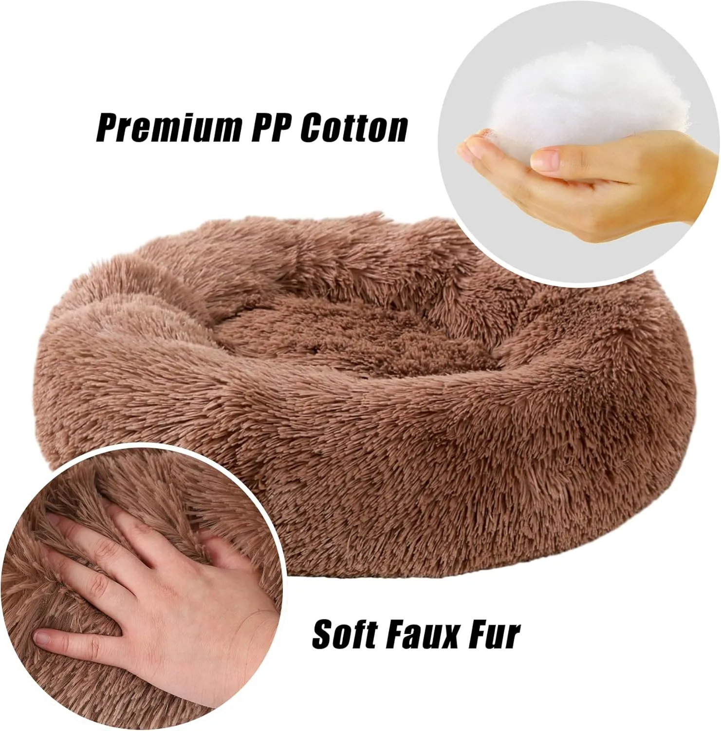 Small Dog Bed, Cat Beds for Indoor Cats, Calming Anti-Anxiety Donut Bed for Puppy and Kitten, Washable Round Fluffy Pet Bed for Extra Small Dogs and Cats(Fits up to 5 lbs Pets)