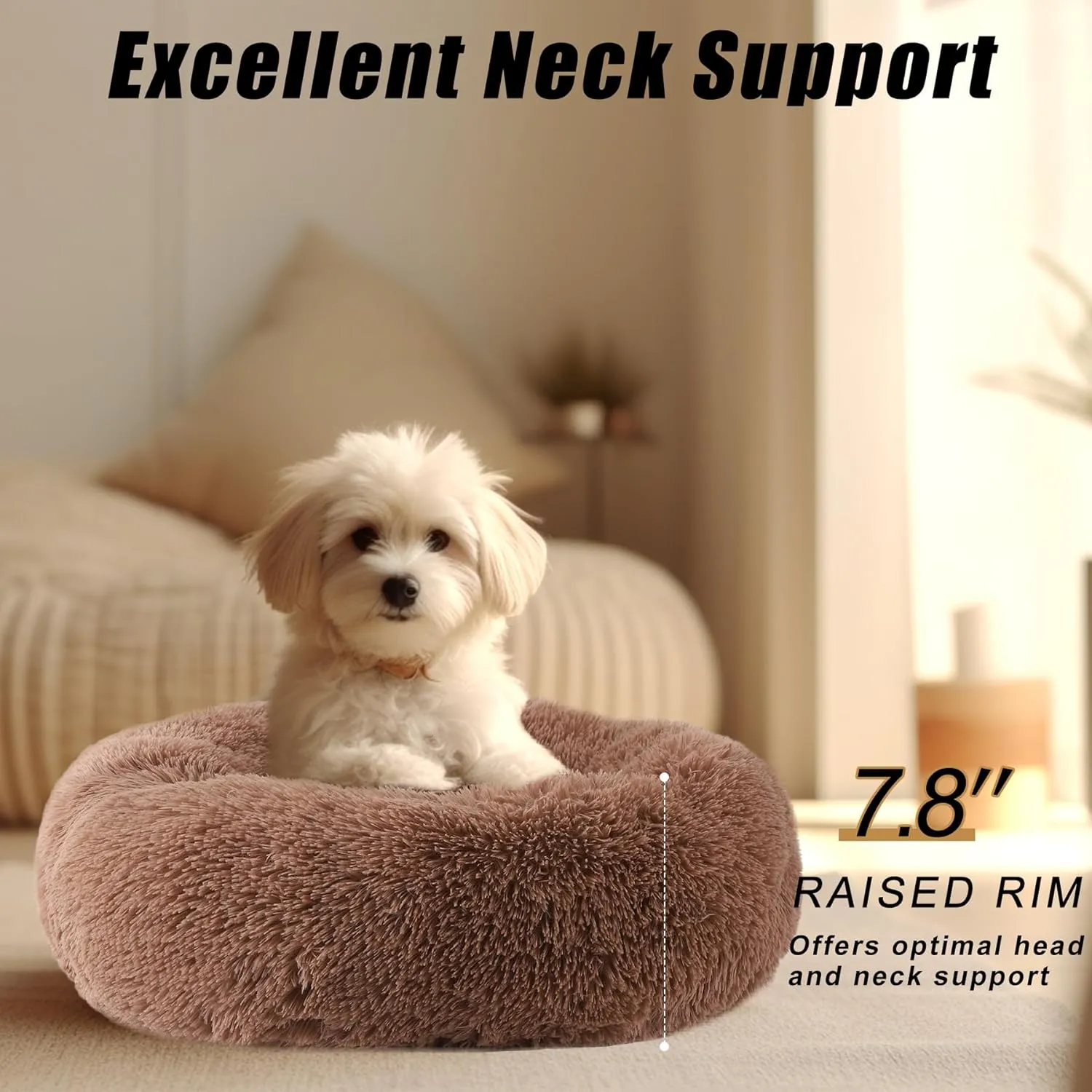 Small Dog Bed, Cat Beds for Indoor Cats, Calming Anti-Anxiety Donut Bed for Puppy and Kitten, Washable Round Fluffy Pet Bed for Extra Small Dogs and Cats(Fits up to 5 lbs Pets)