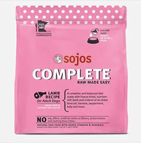 SOJOS Complete Grain Free Freeze-Dried Lamb Raw Natural Dry Dog Food Mix, 8-Pound Bag