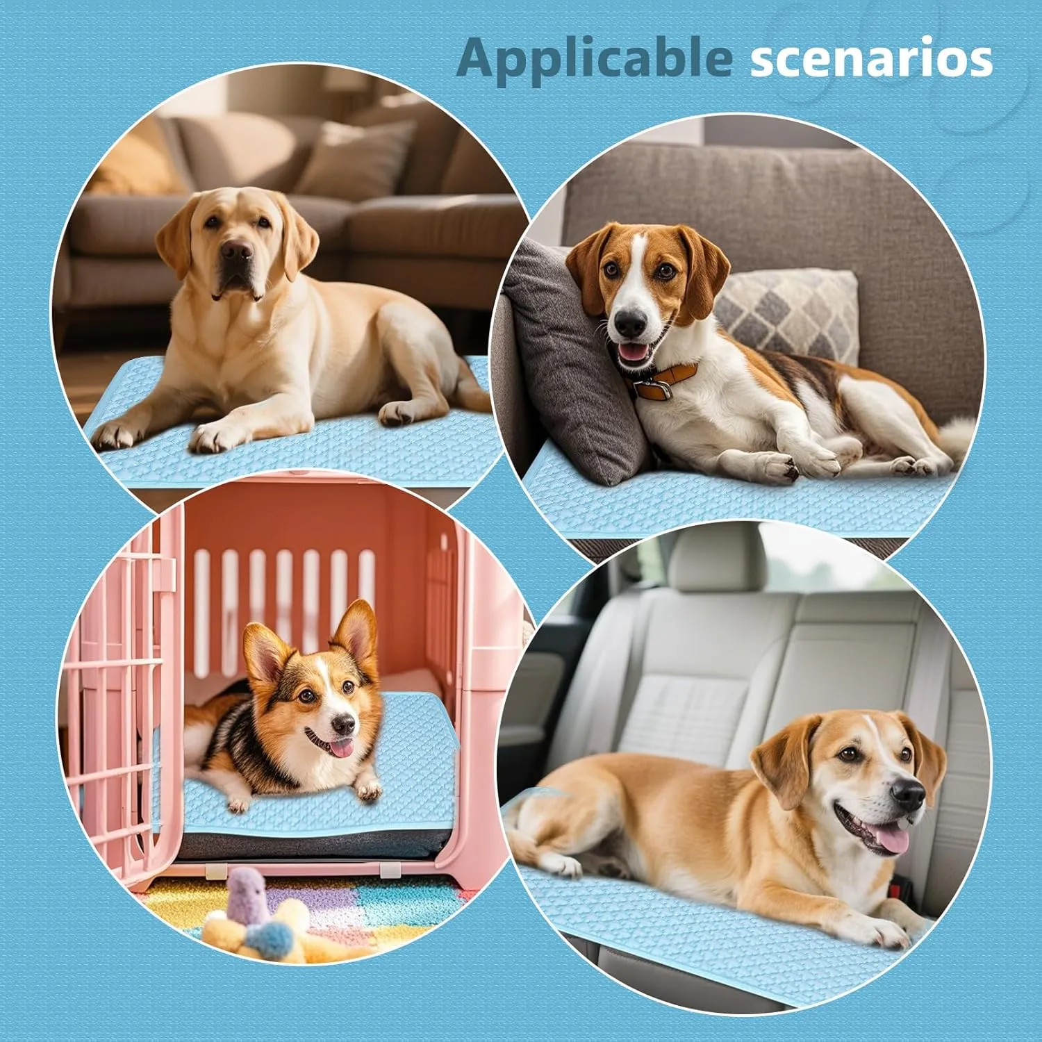 SOMOYA Dogs Cooling Mat Pet Cool Pads Blanket Sleeping Kennel Mat,Washable Ice Silk Sleep Mat Pad Breathable for Large Dogs Cats Large