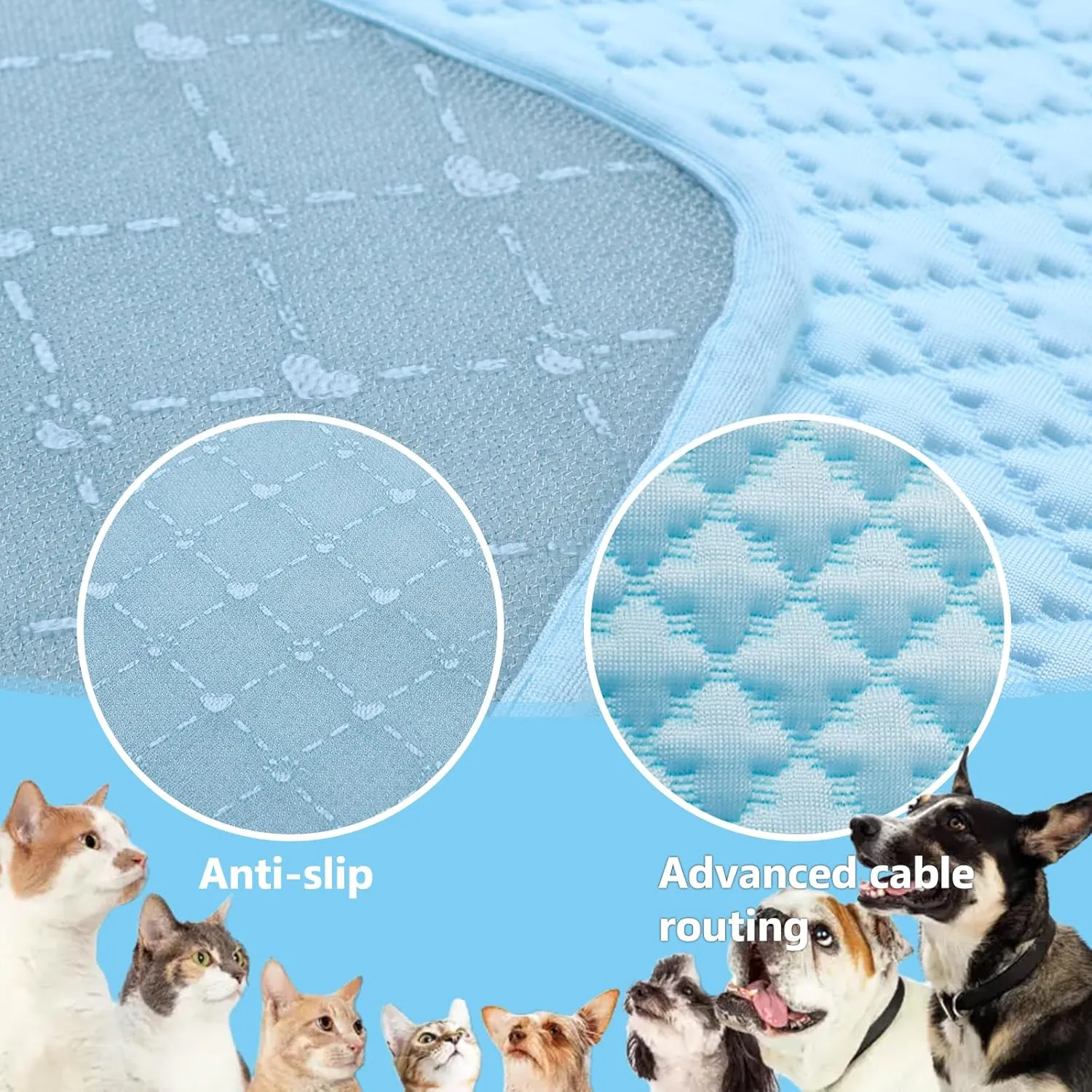 SOMOYA Dogs Cooling Mat Pet Cool Pads Blanket Sleeping Kennel Mat,Washable Ice Silk Sleep Mat Pad Breathable for Large Dogs Cats Large
