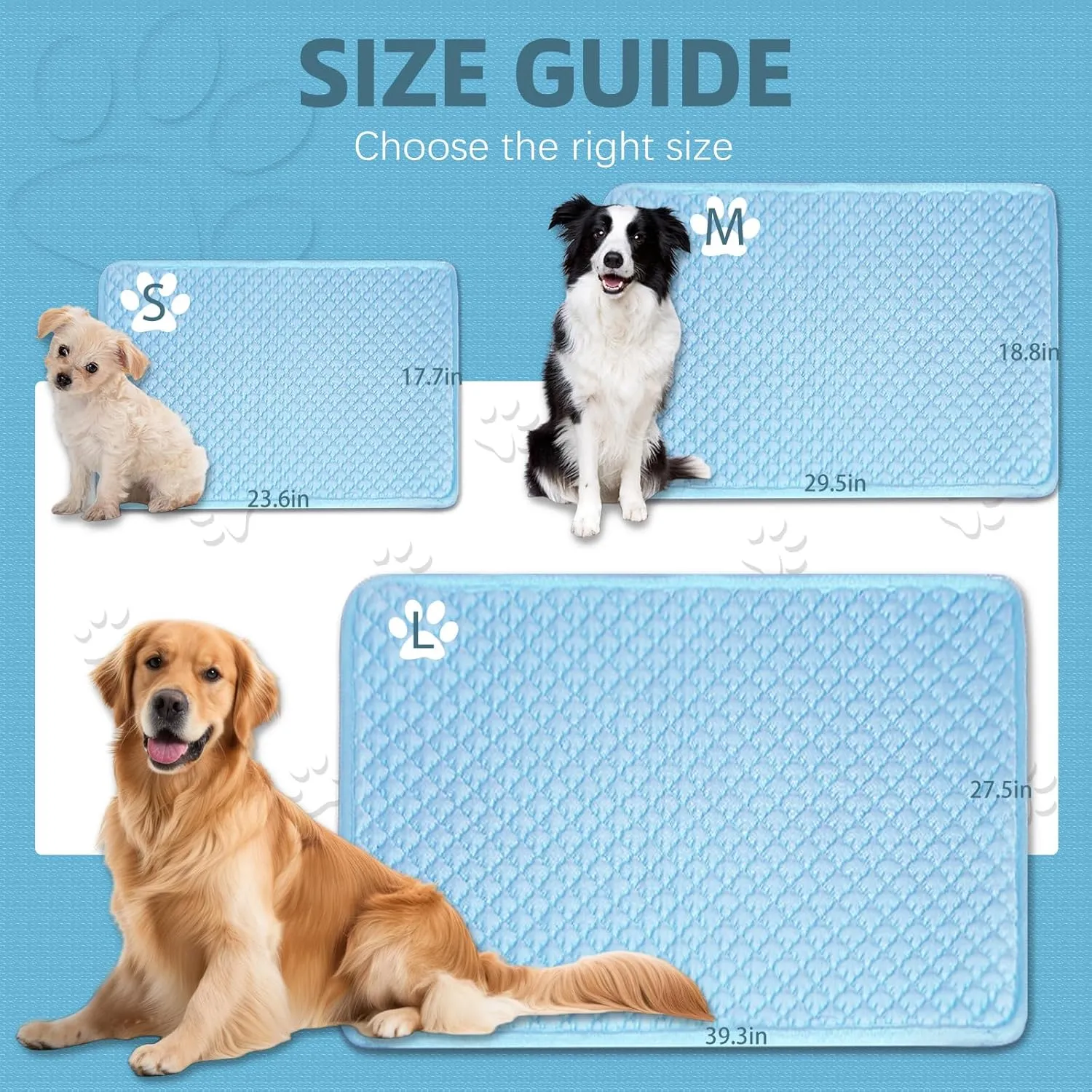 SOMOYA Dogs Cooling Mat Pet Cool Pads Blanket Sleeping Kennel Mat,Washable Ice Silk Sleep Mat Pad Breathable for Large Dogs Cats Large