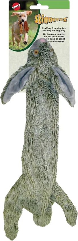 SPOT Skinneeez - The Original Stuffless Stuffingless Dog Squeak Tug Toy Small and Large Dogs Puppy Chew Alternative Interactive Dog Toy - Rabbit