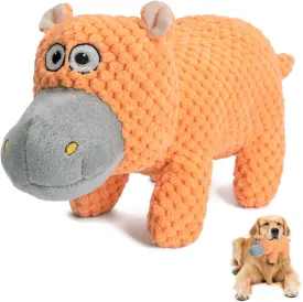 Squeaky Dog Toys for Aggressive Chewers, Plush Chew Toys, Durable Crinkle Dog Toys to Keep Them Busy, Pet Toys for Puppy Teething, Gifts for Small, Medium and Large Dogs (Hippo)
