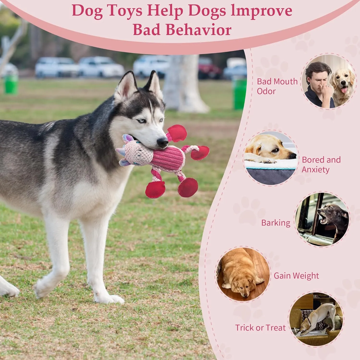 Squeaky Dog Toys for Large Breed, Large Funny Cute Interactive Medium & Small Dog Toys, Stuffed Plush Animals Puppy Toys - Unicorn