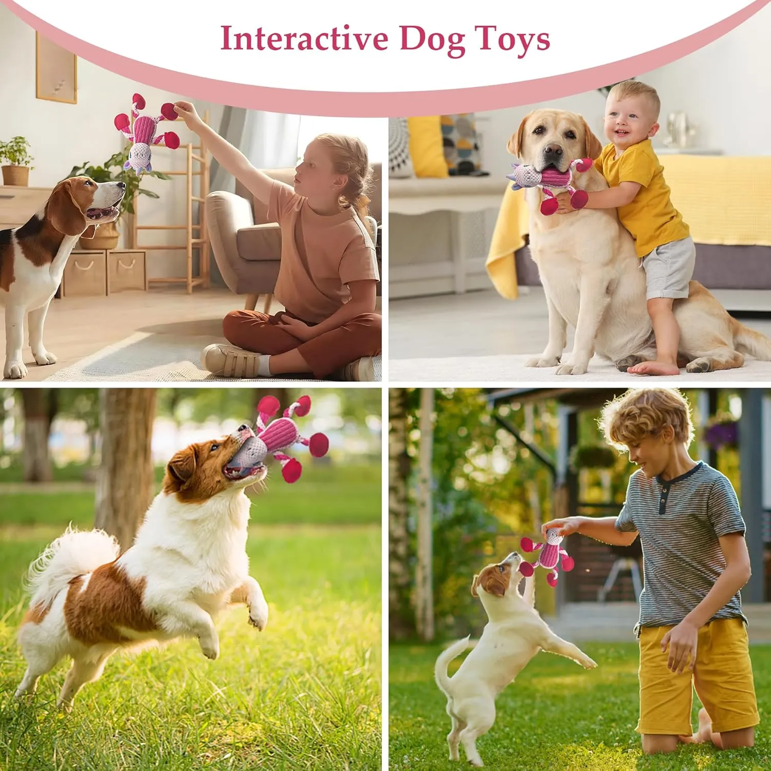 Squeaky Dog Toys for Large Breed, Large Funny Cute Interactive Medium & Small Dog Toys, Stuffed Plush Animals Puppy Toys - Unicorn