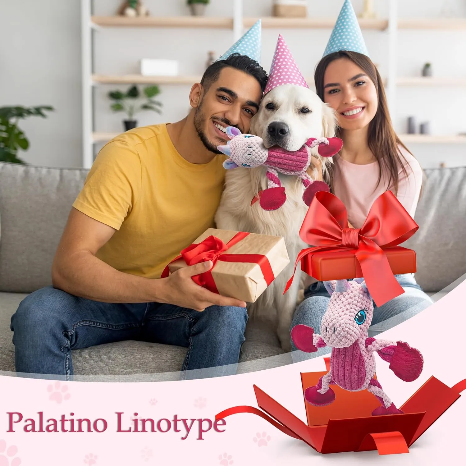 Squeaky Dog Toys for Large Breed, Large Funny Cute Interactive Medium & Small Dog Toys, Stuffed Plush Animals Puppy Toys - Unicorn