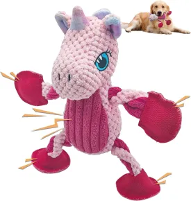 Squeaky Dog Toys for Large Breed, Large Funny Cute Interactive Medium & Small Dog Toys, Stuffed Plush Animals Puppy Toys - Unicorn