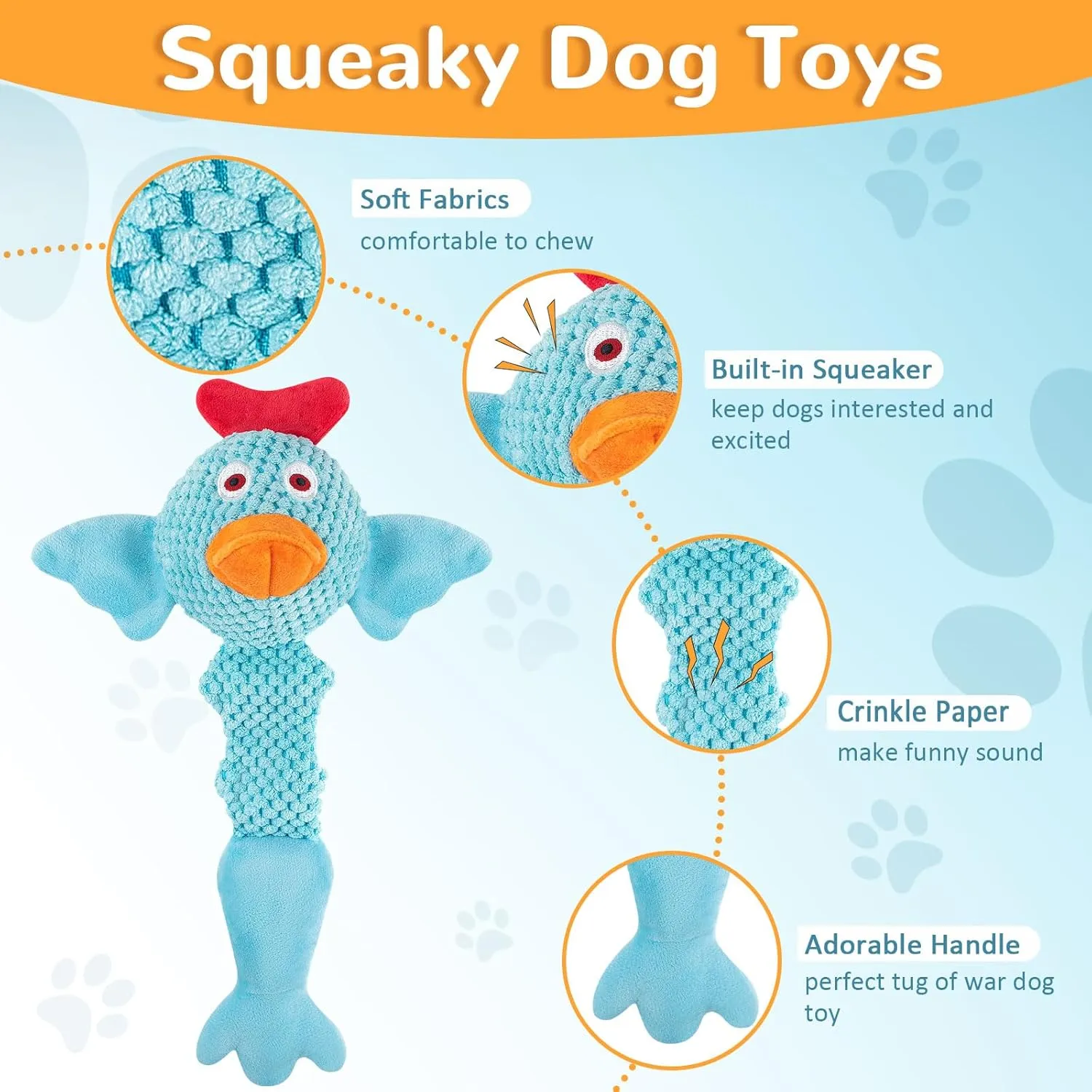 Squeaky Dog Toys for Medium and Small Dogs-Interactive Tug of War Toy for Puppy Teething,Great Plush Dog Toy for Dogs to Keep Them Busy