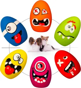 Squeaky Dog Toys for Small Dogs, Mini Dogs, Soft Latex Dog Squeaky Toys, Smile Squeaky Dog Balls, Egg Dog Toys Balls 6pcs (1.89 * 1.89 * 2.56inch, for Mini, Small Breeds)