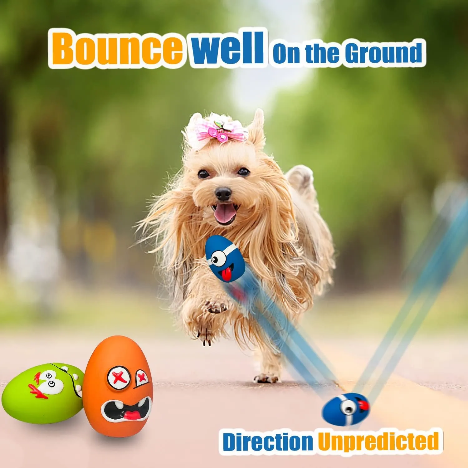 Squeaky Dog Toys for Small Dogs, Mini Dogs, Soft Latex Dog Squeaky Toys, Smile Squeaky Dog Balls, Egg Dog Toys Balls 6pcs (1.89 * 1.89 * 2.56inch, for Mini, Small Breeds)