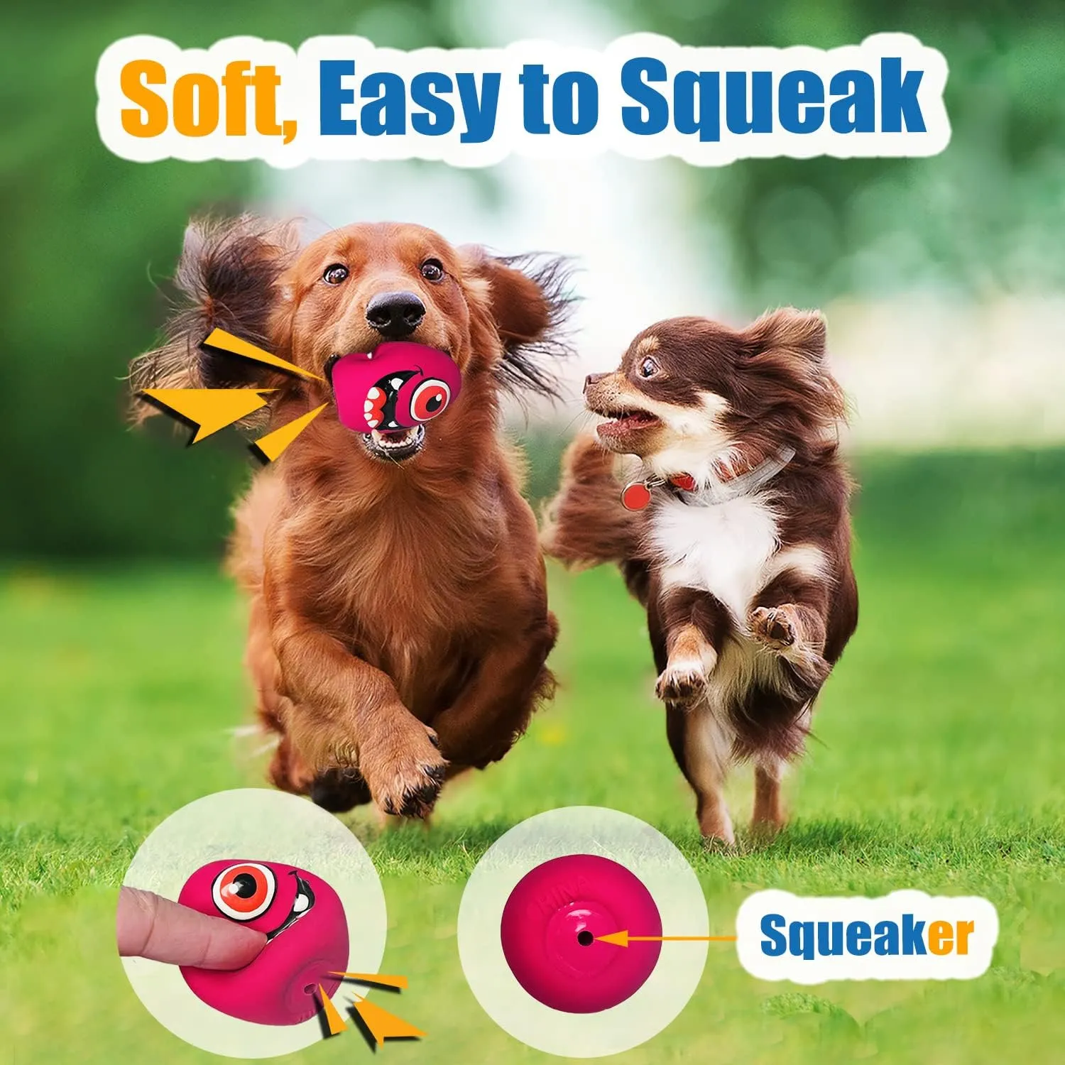 Squeaky Dog Toys for Small Dogs, Mini Dogs, Soft Latex Dog Squeaky Toys, Smile Squeaky Dog Balls, Egg Dog Toys Balls 6pcs (1.89 * 1.89 * 2.56inch, for Mini, Small Breeds)