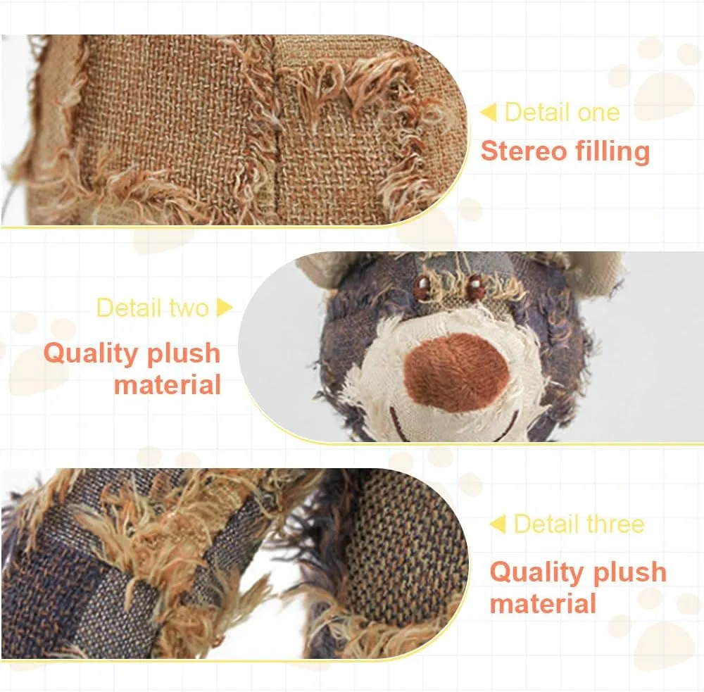 Squeaky Plush Bear Toy for Dogs, 2025 Indestructible Robust Bear Dog Toys to Keep Them Busy Plush Pet Toys Dog Companion for Heavy Chewers Pet Squeak Chew Toy for All Pets (Beige, Large)