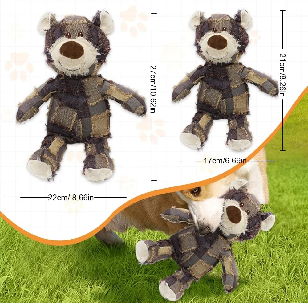 Squeaky Plush Bear Toy for Dogs, 2025 Indestructible Robust Bear Dog Toys to Keep Them Busy Plush Pet Toys Dog Companion for Heavy Chewers Pet Squeak Chew Toy for All Pets (Beige, Large)