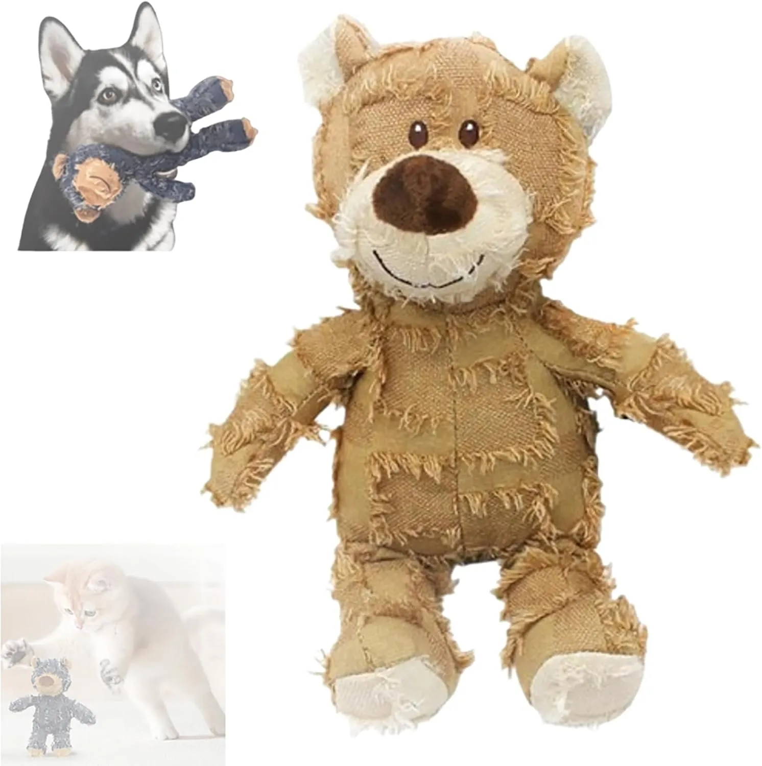 Squeaky Plush Bear Toy for Dogs, 2025 Indestructible Robust Bear Dog Toys to Keep Them Busy Plush Pet Toys Dog Companion for Heavy Chewers Pet Squeak Chew Toy for All Pets (Beige, Large)
