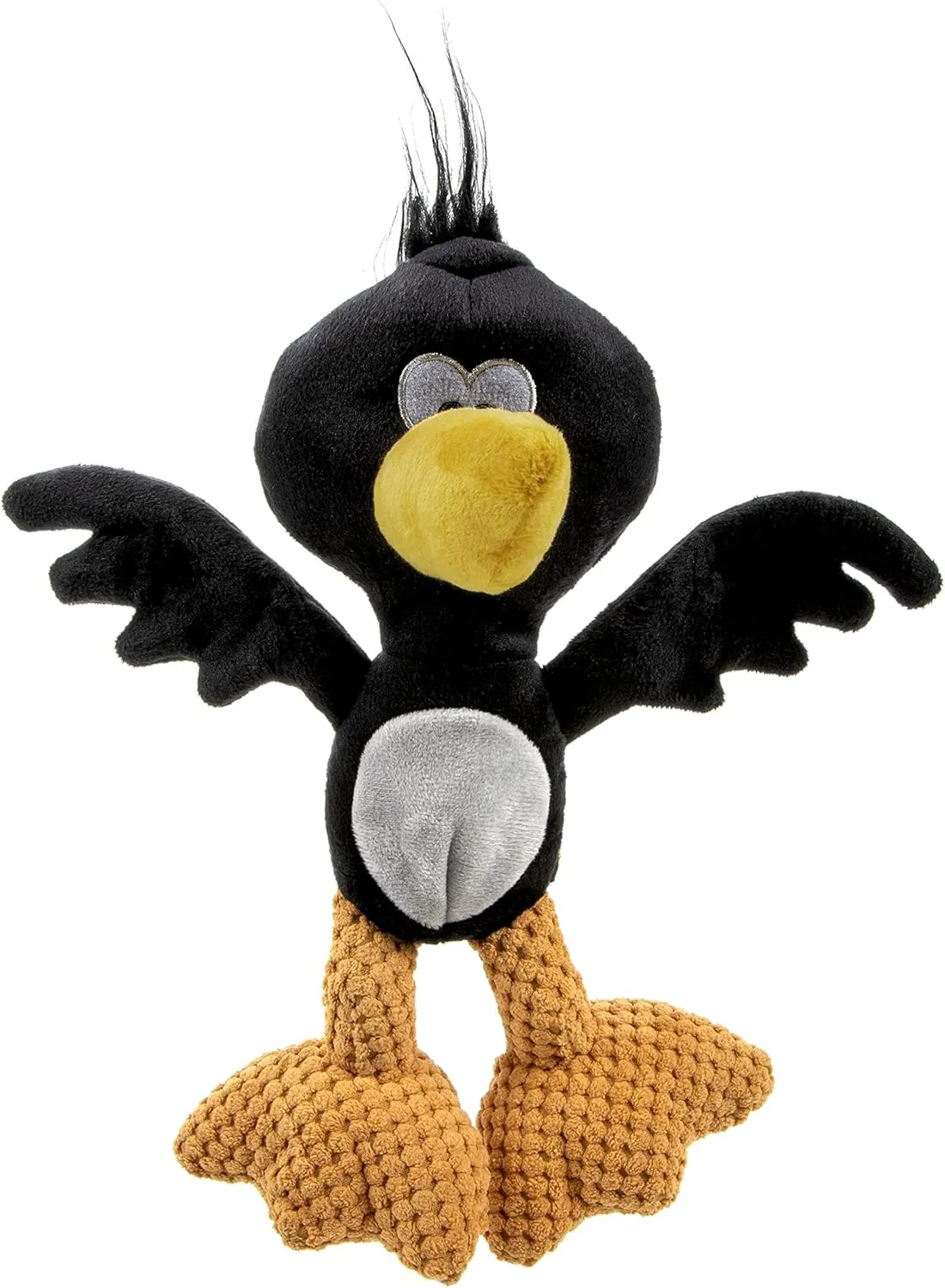 Strong 'N Silent Birds Crow Silent Squeak Plush Dog Toy, Chew Guard Technology - Black, Large