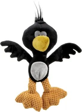 Strong 'N Silent Birds Crow Silent Squeak Plush Dog Toy, Chew Guard Technology - Black, Large