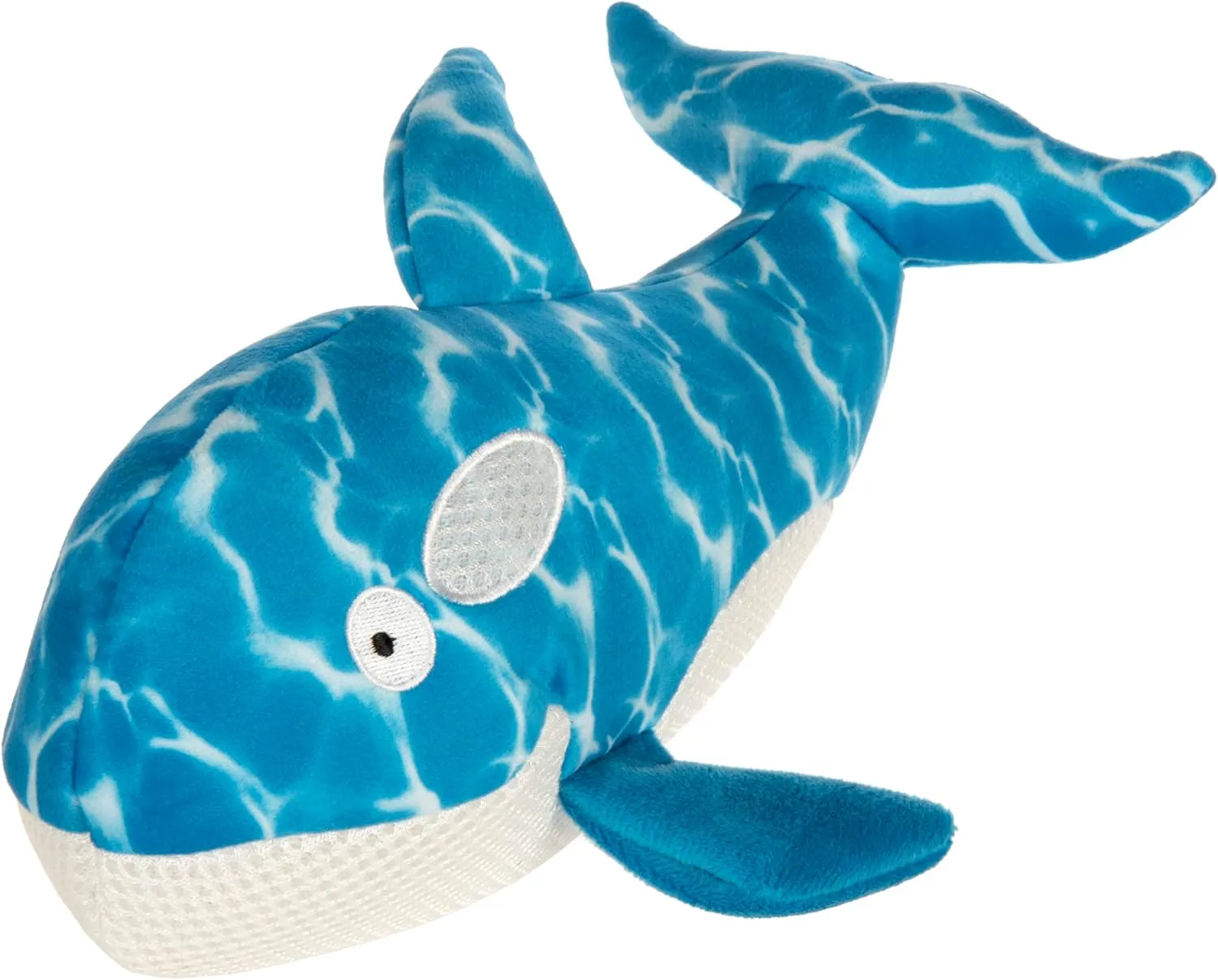 Strong 'N Silent Swimmer Soft Plush Orca Squeaker Chew Guard Dog Toy - Blue, Large
