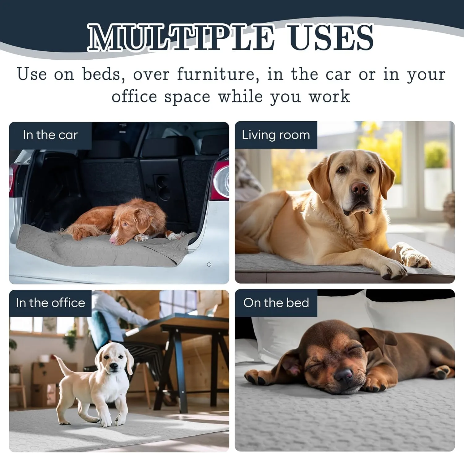 Stuffed Waterproof Dog Bed Cover Pet Blanket, Washable Reusable Reversible Paw Print Water Proof Couch Covers Protector for Pets, Pet Training Pad Super Absorbing Pee Whelping Pads, 52"X82", Grey