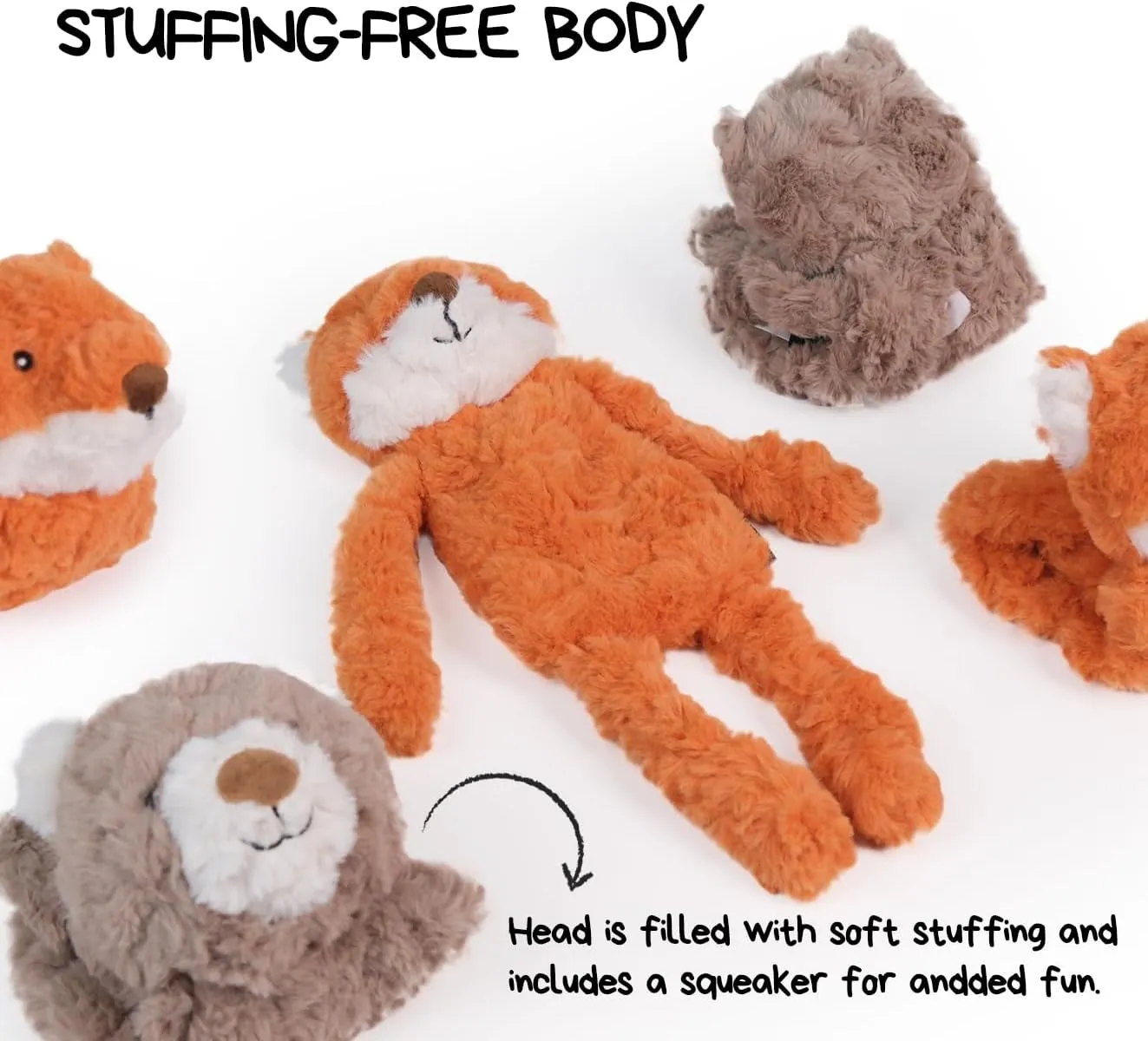 Stufless Dog Toy, Interactive Dog Toys, Plush Puppy Squeaky Toy with Fox Design, Puppy Puzzle Toys Stress Release Game for Boredom, Crinkle Snuffle Puzzle for Small Medium and Large Dogs