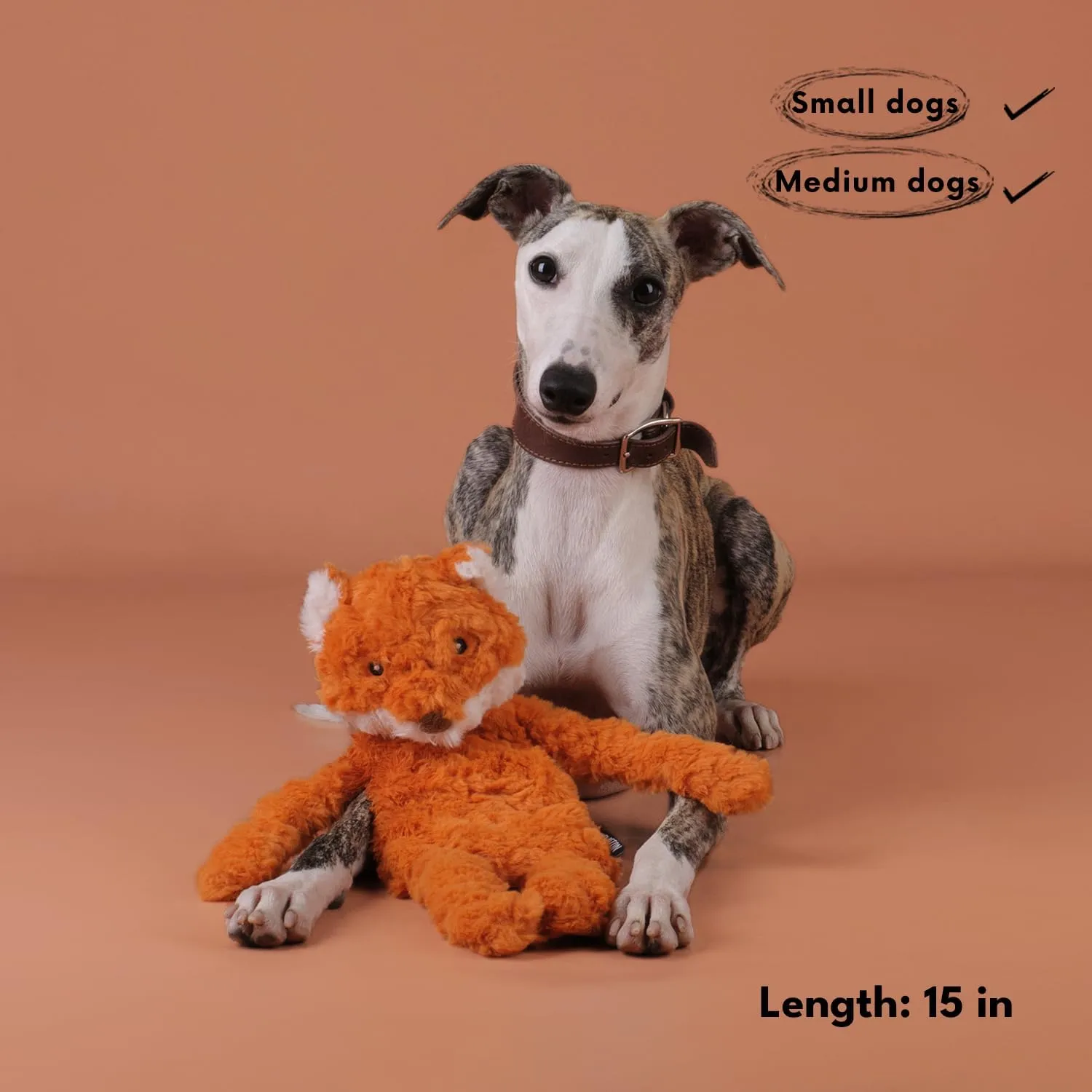 Stufless Dog Toy, Interactive Dog Toys, Plush Puppy Squeaky Toy with Fox Design, Puppy Puzzle Toys Stress Release Game for Boredom, Crinkle Snuffle Puzzle for Small Medium and Large Dogs