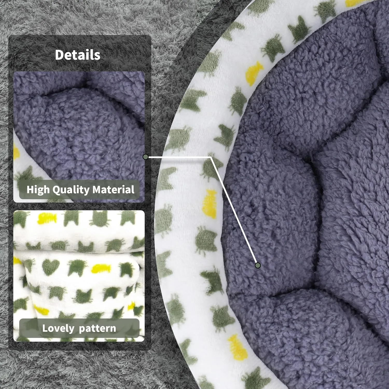 Super Soft Small Dog & Cat Bed, Anti-Anxiety Puppy Cuddler, Cozy Round Fluffy Plush Pet Bed, Machine Washable Faux Fur Donut Cuddler, Grey