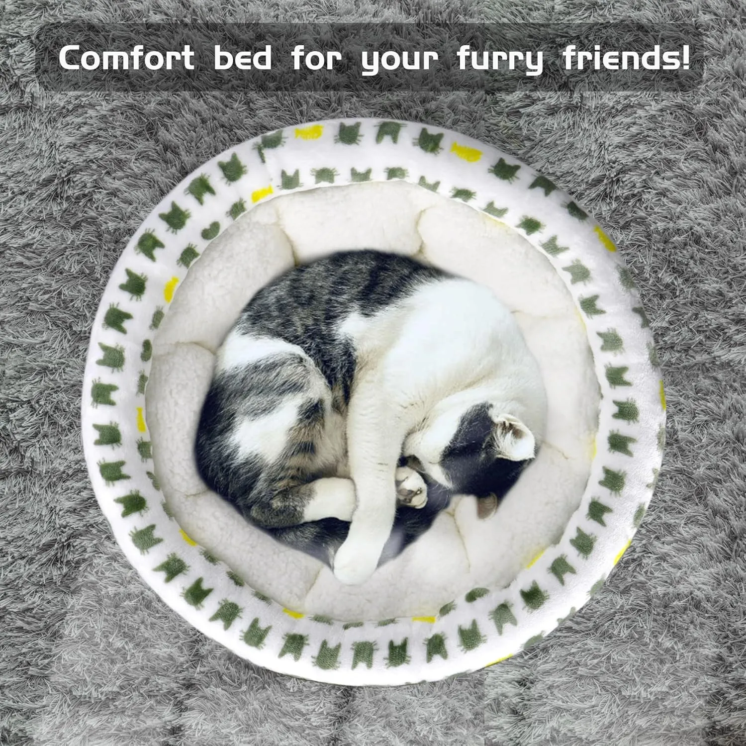 Super Soft Small Dog & Cat Bed, Anti-Anxiety Puppy Cuddler, Cozy Round Fluffy Plush Pet Bed, Machine Washable Faux Fur Donut Cuddler