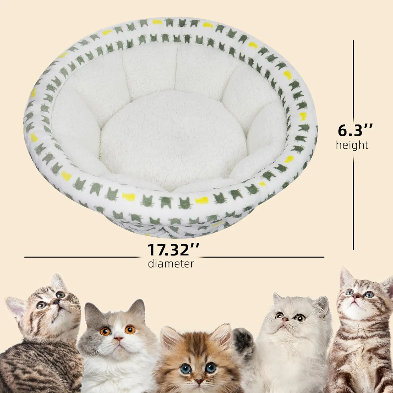 Super Soft Small Dog & Cat Bed, Anti-Anxiety Puppy Cuddler, Cozy Round Fluffy Plush Pet Bed, Machine Washable Faux Fur Donut Cuddler