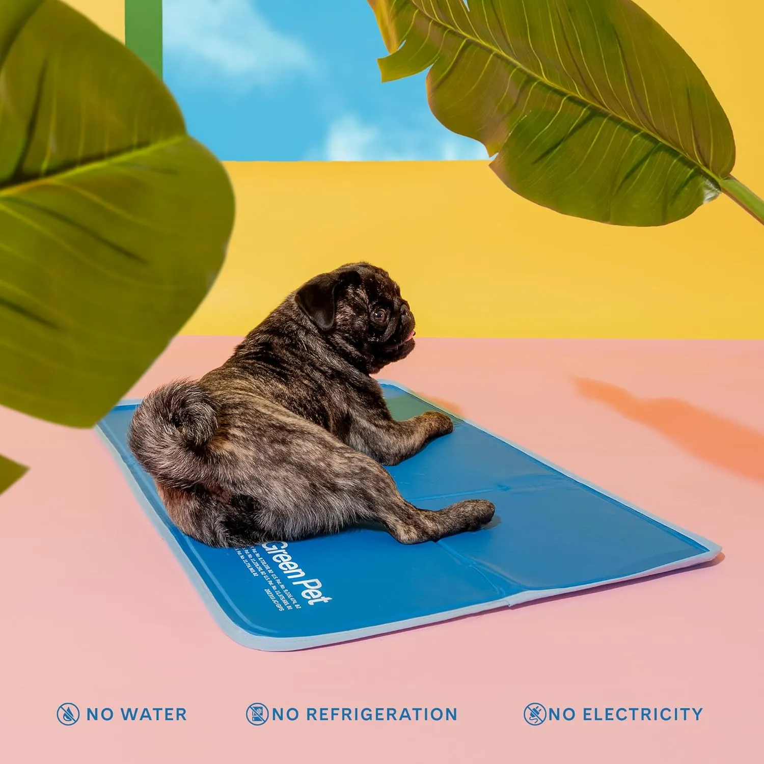 The Green Pet Shop Cool Pet Pad - Extra Large, Blue - Self-Cooling, Pressure Activated Mat for Dogs & Cats from 80  lbs - Non-Toxic Gel, No Water Needed