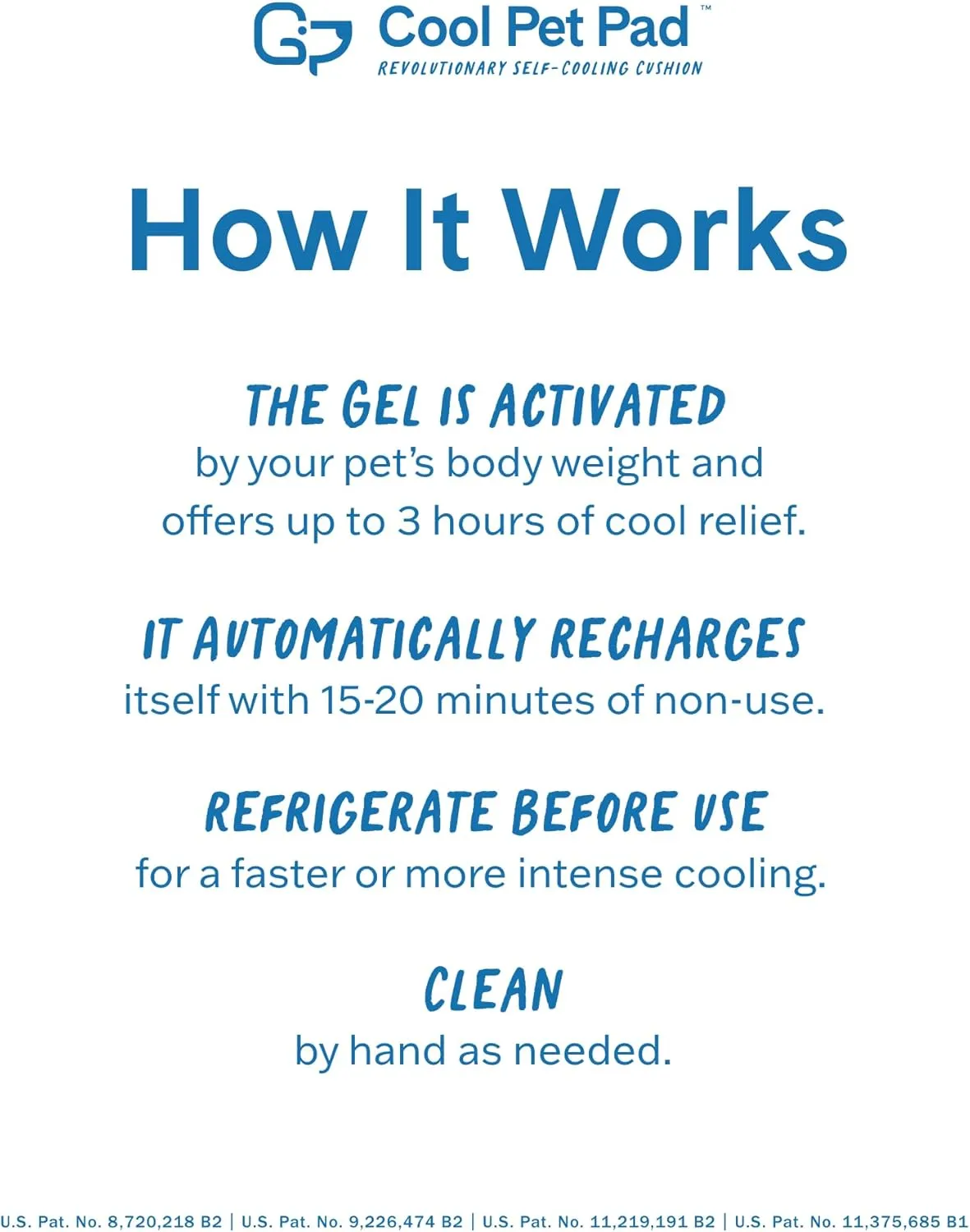 The Green Pet Shop Cool Pet Pad - Extra Large, Blue - Self-Cooling, Pressure Activated Mat for Dogs & Cats from 80  lbs - Non-Toxic Gel, No Water Needed