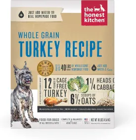 The Honest Kitchen Human Grade Dehydrated Whole Grain Dog Food  Complete Meal or Dog Food Topper  Turkey, 10 Pound (Pack of 1) (makes 40 lbs)