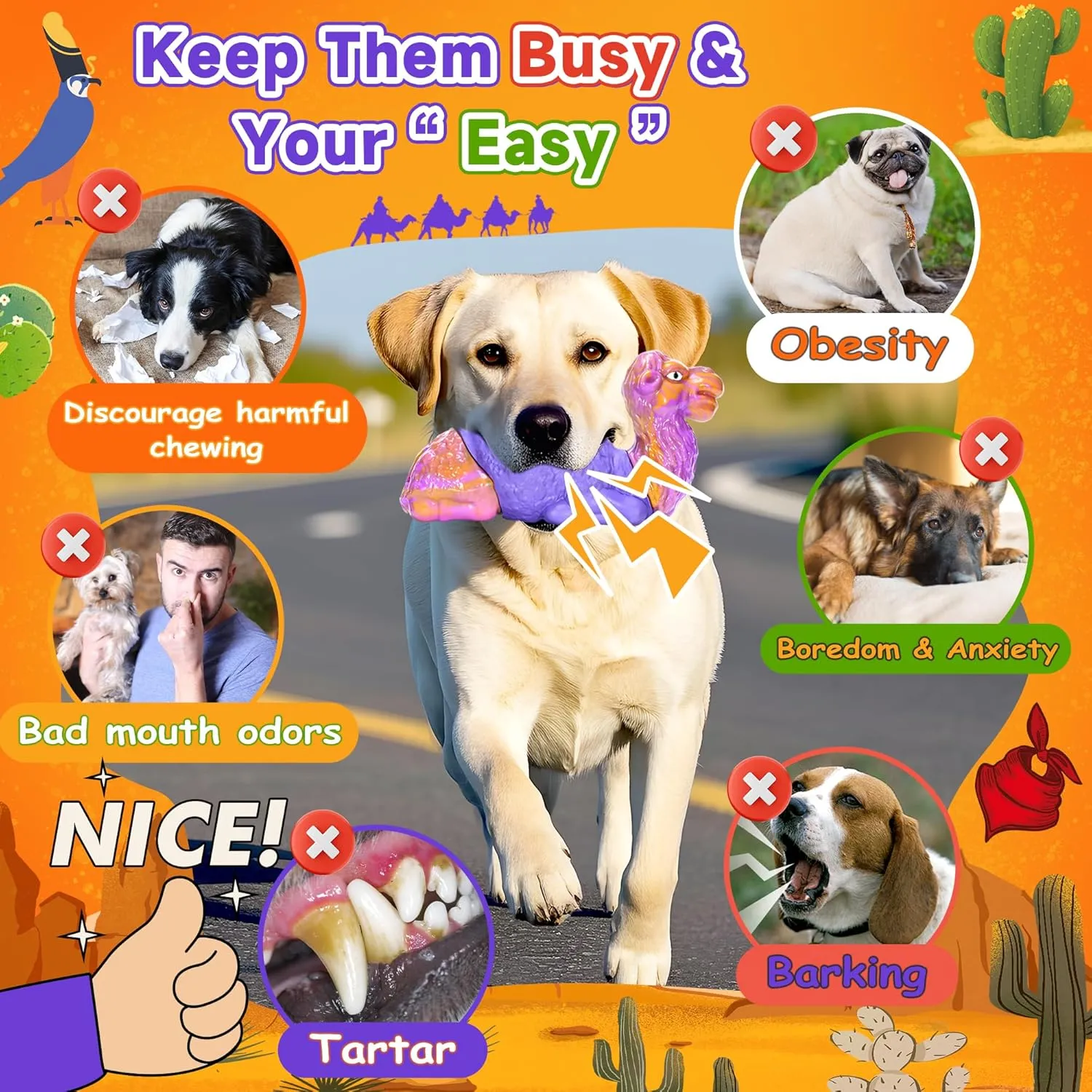 Tough Dog Chew Toys for Aggressive Chewers Large Dogs Bone, Squeaky Indestructible Dog Toys To Keep Them Busy, Durable Milk Rubber&Nylon Chew Toy for Small Medium Breeds Puppy Teething Toy, Best Gift