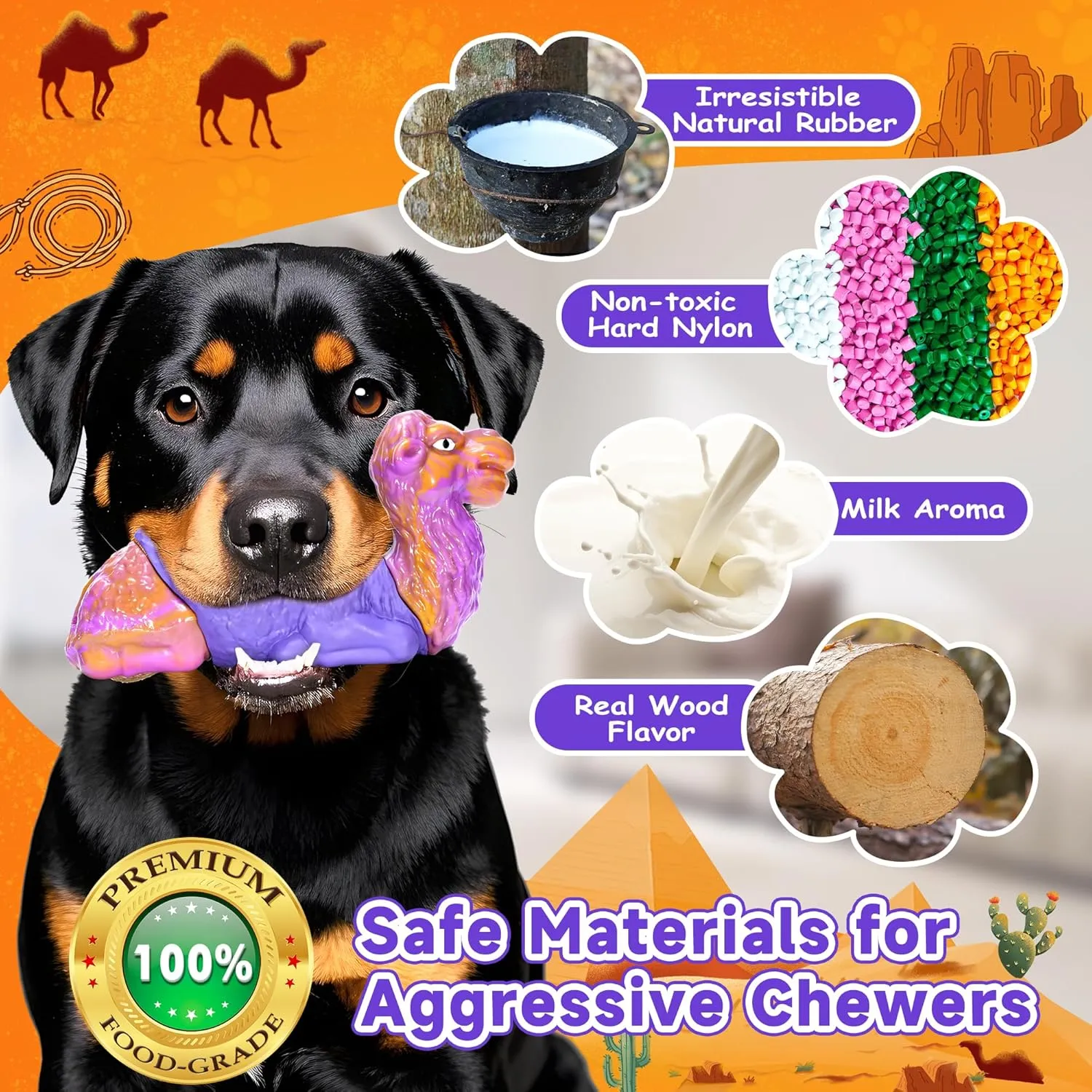 Tough Dog Chew Toys for Aggressive Chewers Large Dogs Bone, Squeaky Indestructible Dog Toys To Keep Them Busy, Durable Milk Rubber&Nylon Chew Toy for Small Medium Breeds Puppy Teething Toy, Best Gift
