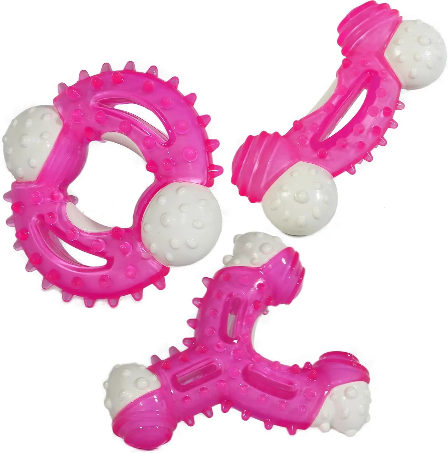 Tough Dog Toys for Aggressive Chewers 3-Pack, Puppy Teething Chew Toys for Small and Medium Breeds, Natural Rubber-Coated Tough Nylon Provide the Perfect Balance Between Durability and Softness