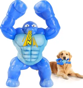 Tough Dog Toys for Aggressive Chewers, Indestructible Chew Toys Thickened Rubber for Medium Large Breeds(20-80lb), Durable Squeaky & Bacon Flavor for Teeth Cleaning (Blue)