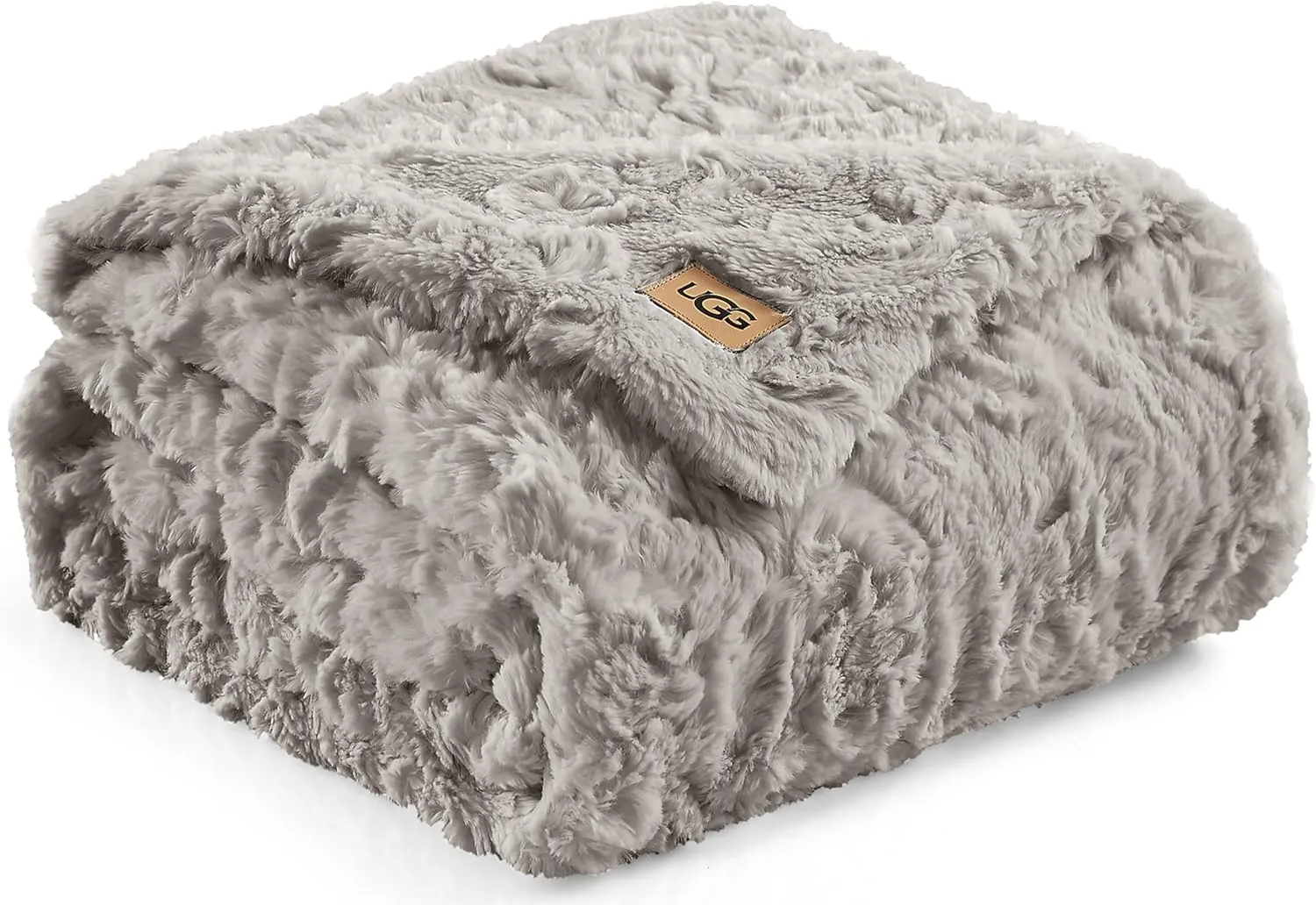 UGG Adalee Faux Fur Throw Blanket Luxury Lightweight Cozy Soft Throw for Couch Bed or Chair Hypoallergenic Machine Washable Double-Sided Fluffy Blanket Home Decor, 50-inch x 70-inch, Seal Grey