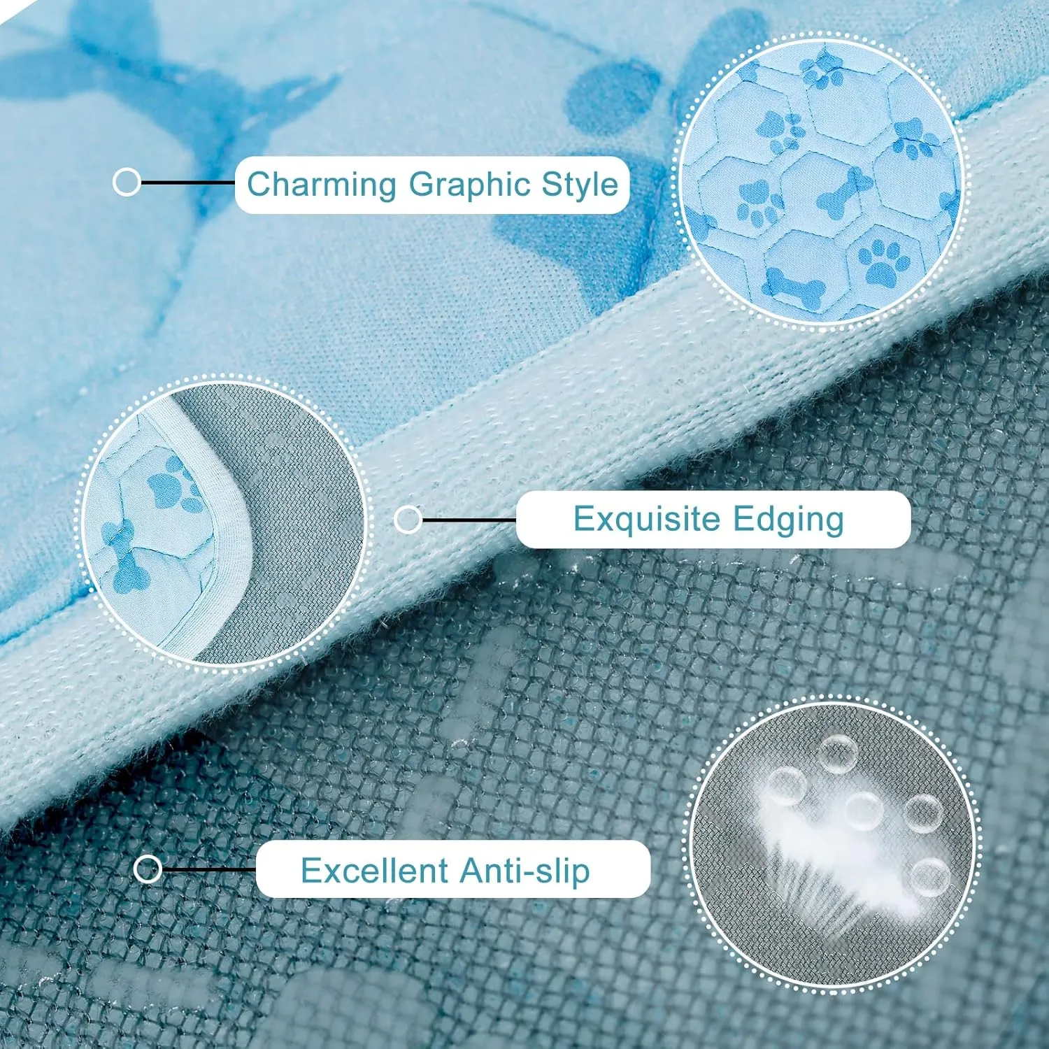 Upgraded Dog Cooling Mat Blue Ice Silk Cooling Mat for Dogs Cats Indoor/Outdoor Self Sleeping Kennel Pad,Washable & Portable 