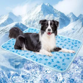 Upgraded Dog Cooling Mat Blue Ice Silk Cooling Mat for Dogs Cats Indoor/Outdoor Self Sleeping Kennel Pad,Washable & Portable 