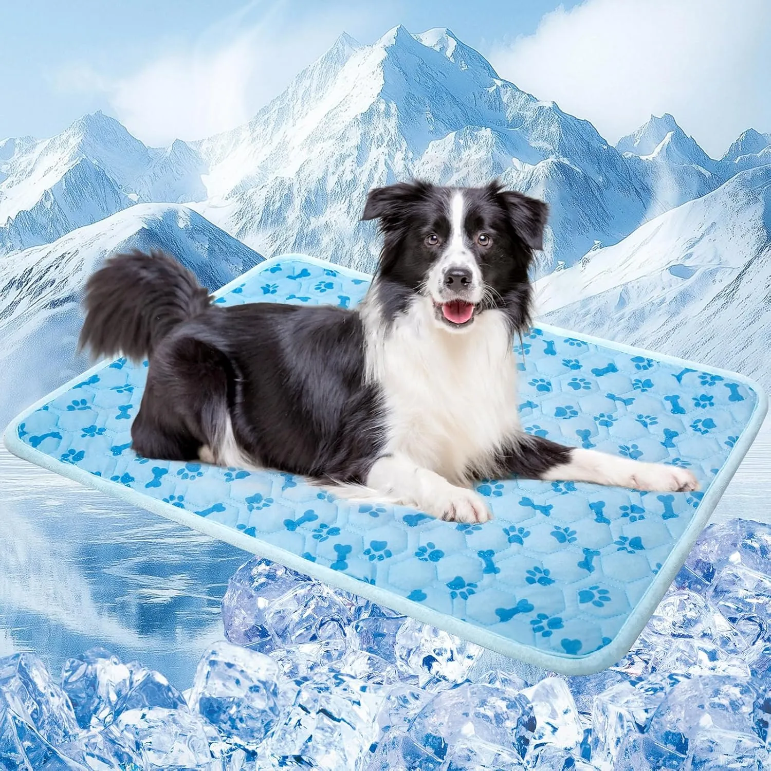 Upgraded Dog Cooling Mat Blue Ice Silk Cooling Mat for Dogs Cats Indoor/Outdoor Self Sleeping Kennel Pad,Washable & Portable 
