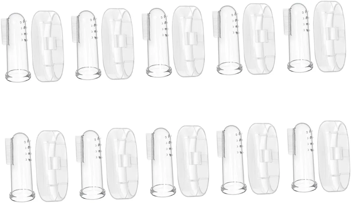 VALICLUD Infant Toothbrush Set 10 Pieces Silicone Finger Brush Oral Cleaning Massager Brush Teeth for Newborn Soft Bristles Safe for Sensitive Gums