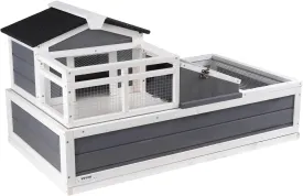 VEVOR 3-Room Tortoise House,Tortoise Habitat with Balcony & 2 Stories, Cedar Wooden Tortoise Enclosure Indoor & Outdoor with Ramp, Tray, Openable Roof, Large Reptile Cage, 44" x 25.6"x 24"