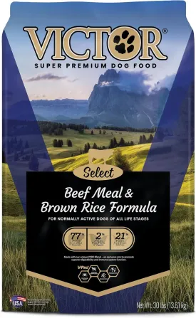 VICTOR Super Premium Dog Food  Select Beef Meal & Brown Rice Formula for Immune and Gut Health  Gluten-Free Beef Meal Dry Dog Food for All Normally Active Dogs of All Life Stages, 30 lbs
