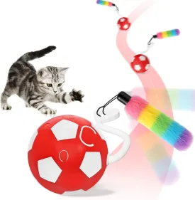 VIWIK Interactive Cat Toys for Indoor Cats, Automatic Motion Activated Kitten Ball Toy, Moving Stimulation Cat Toys for Bored Indoor Adult Cats, Low Noise Fast Rolling Moving Ball Red