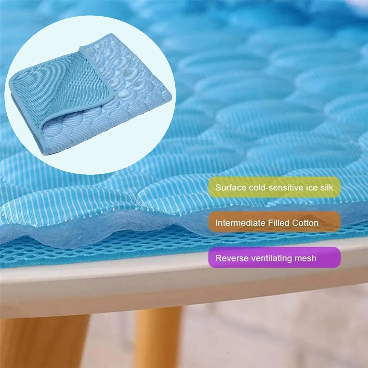 Washable Cooling Mat for Dogs, Ice Silk Cooling Dog Bed, Summer Pet Cooling Mat for Indoor & Outdoor, Durable Sofa Cooling Pad Blanket for Small Medium Large Dogs/Cats (Light Blue, XXL/59 * 39 in)