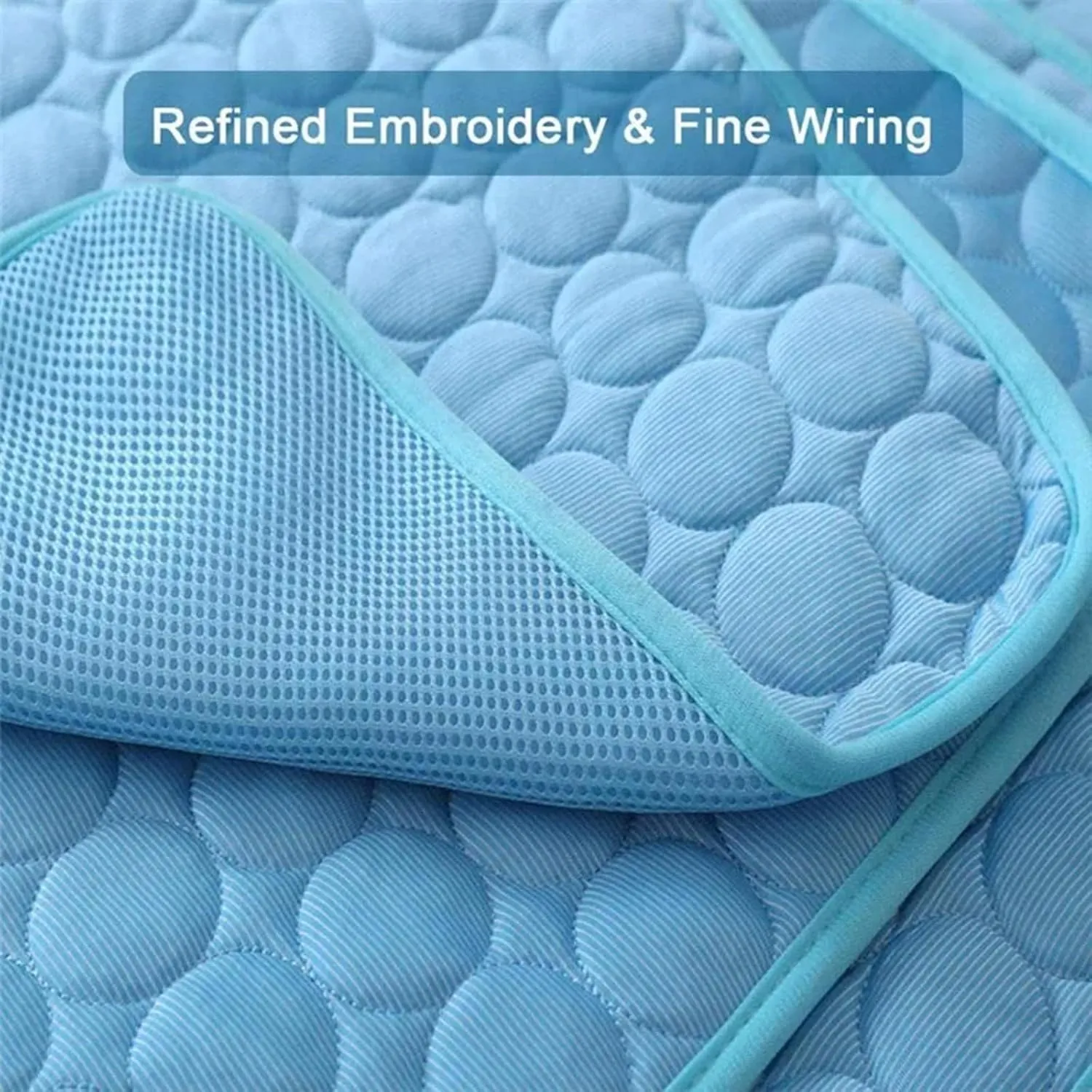 Washable Cooling Mat for Dogs, Ice Silk Cooling Dog Bed, Summer Pet Cooling Mat for Indoor & Outdoor, Durable Sofa Cooling Pad Blanket for Small Medium Large Dogs/Cats (Light Blue, XXL/59 * 39 in)