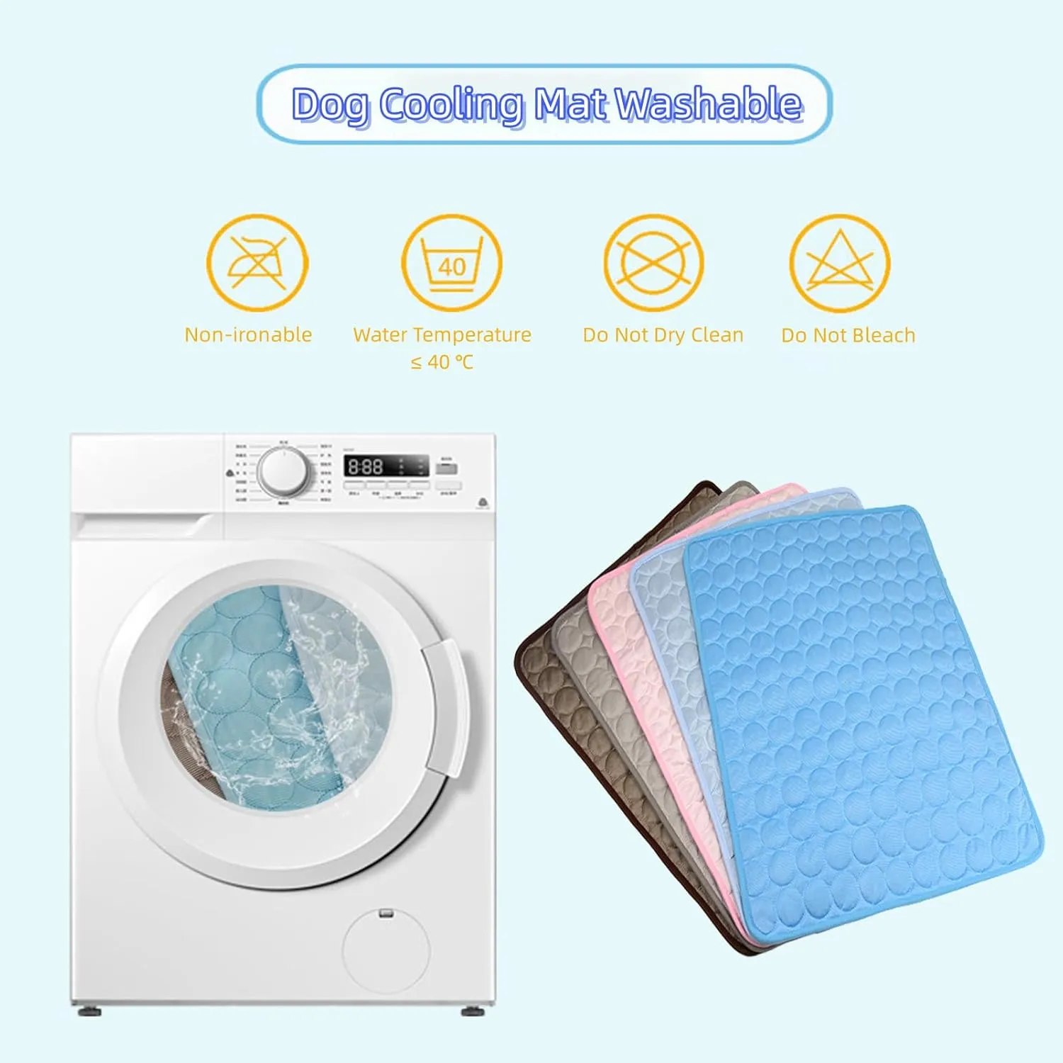 Washable Cooling Mat for Dogs, Ice Silk Cooling Dog Bed, Summer Pet Cooling Mat for Indoor & Outdoor, Durable Sofa Cooling Pad Blanket for Small Medium Large Dogs/Cats (Light Blue, XXL/59 * 39 in)