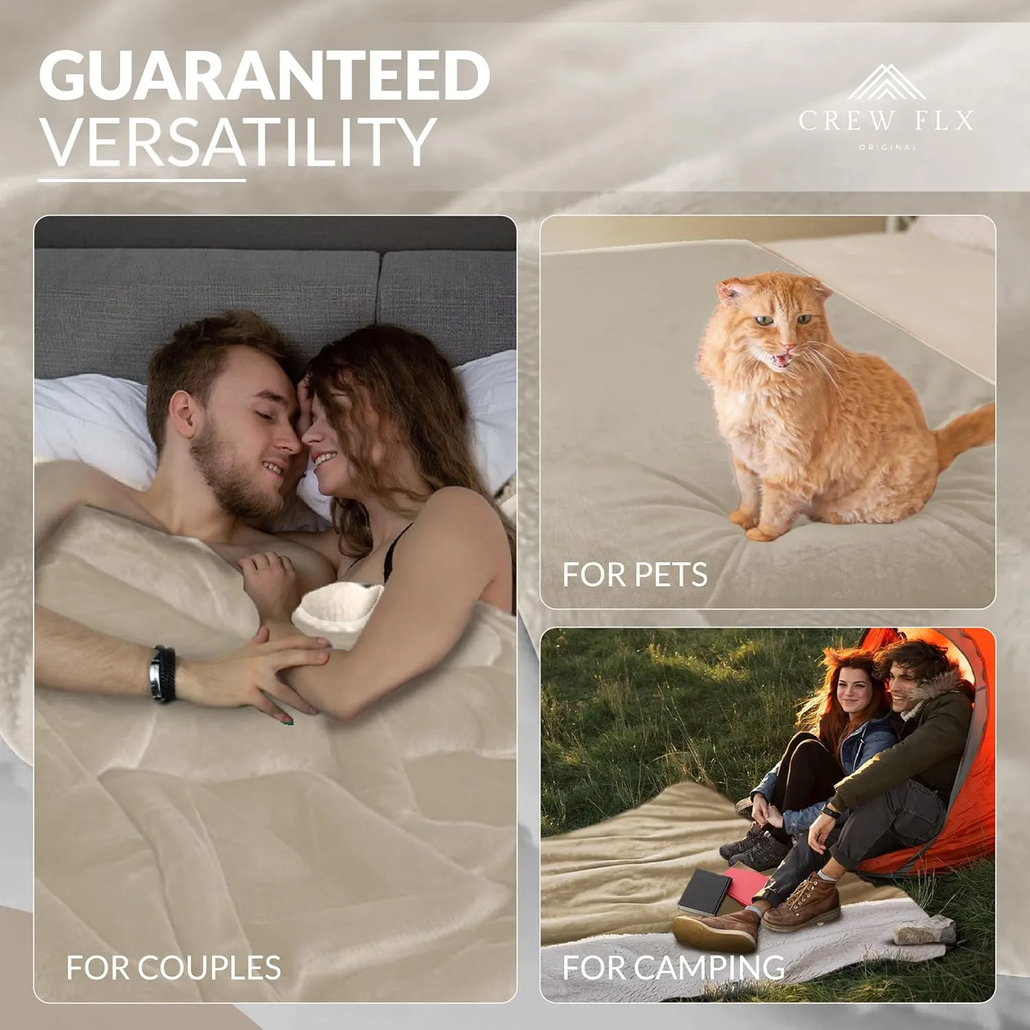 Waterproof Blanket for Bed Intimacy, King (90"x80"), 3 Layer Lightweight and Stain Proof Love Blanket for Adults, Couples, & Dogs, Pee Proof Couch Cover with Waterproof Bag, Machine Washable (Beige)