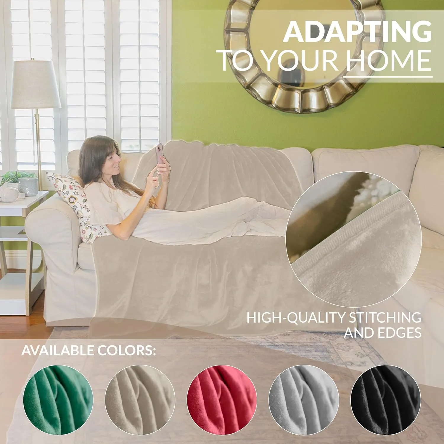 Waterproof Blanket for Bed Intimacy, King (90"x80"), 3 Layer Lightweight and Stain Proof Love Blanket for Adults, Couples, & Dogs, Pee Proof Couch Cover with Waterproof Bag, Machine Washable (Beige)
