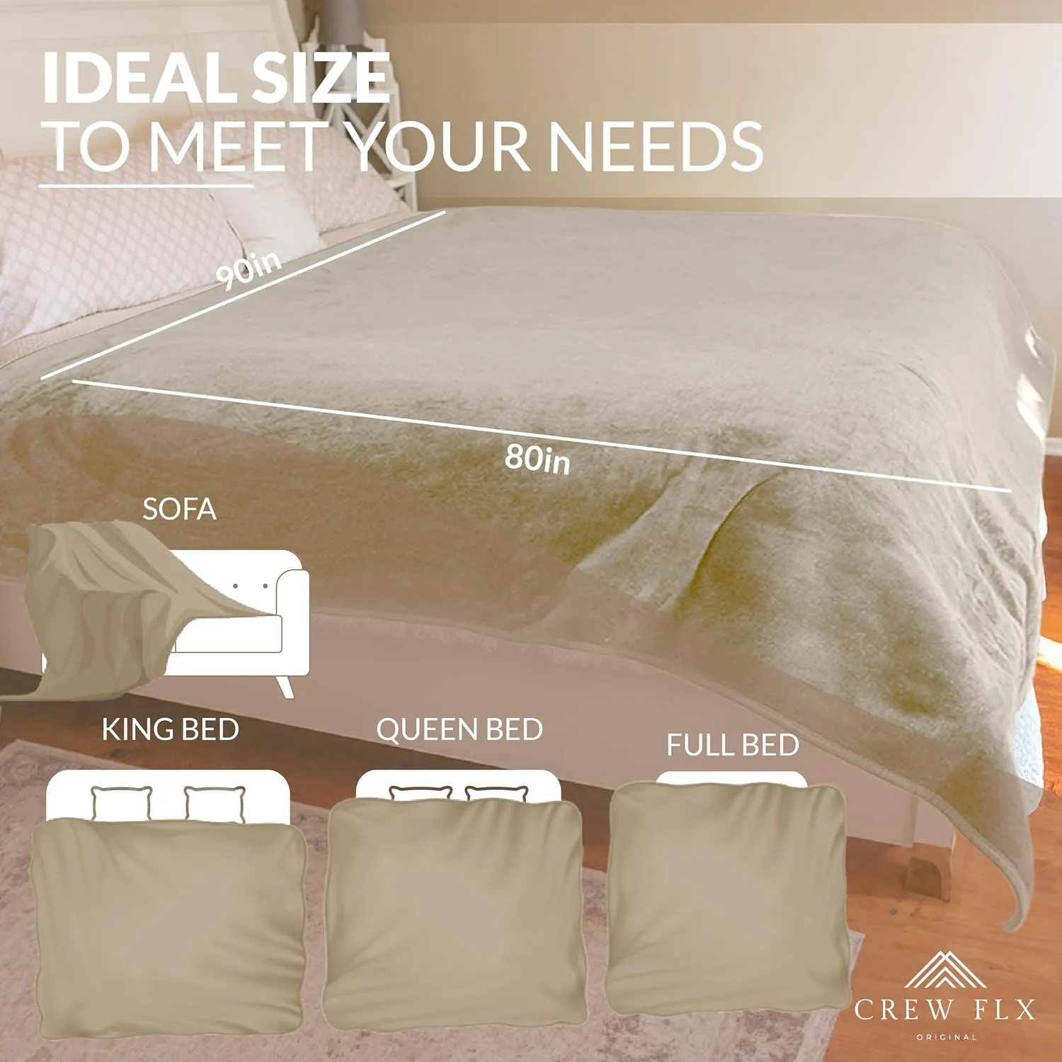 Waterproof Blanket for Bed Intimacy, King (90"x80"), 3 Layer Lightweight and Stain Proof Love Blanket for Adults, Couples, & Dogs, Pee Proof Couch Cover with Waterproof Bag, Machine Washable (Beige)